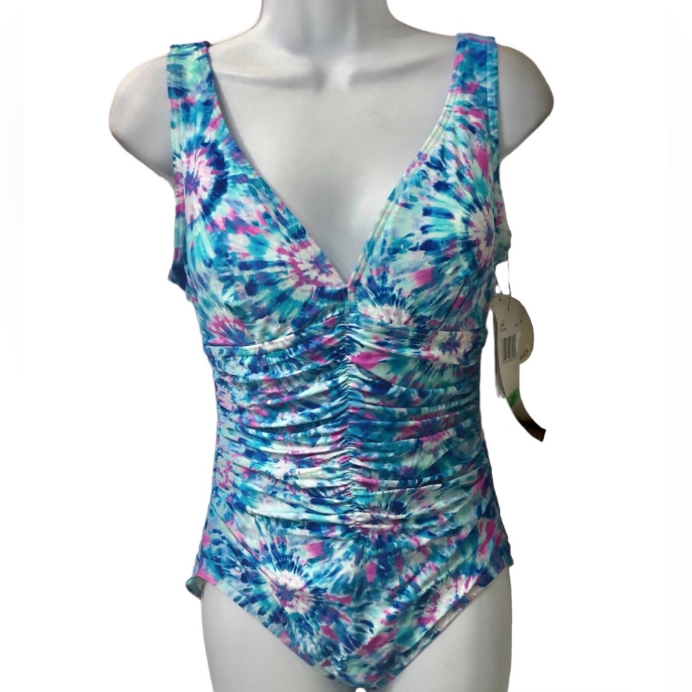 Contours by Coco Reef One Piece Swim Suit size 10 Cup 34D multicolored Underwire